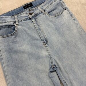 Risen Jeans Women's 1XL Wide Ankle Ultra High Rise Light Wash Denim‎ Trouser Hem